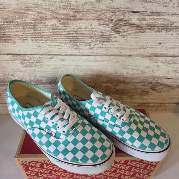 ๐ Vans Authentic Aqua Checkerboard Sneakers | Classic Low Tops w/ Box - Picture 6 of 7